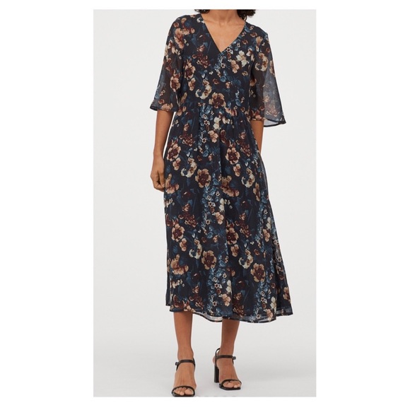 H&M Flowy Floral Midi Dress - Picture 1 of 4